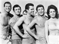 Jody McCrea with Dick Dale, John Ashley, Frankie Avalon, and Annette Funicello